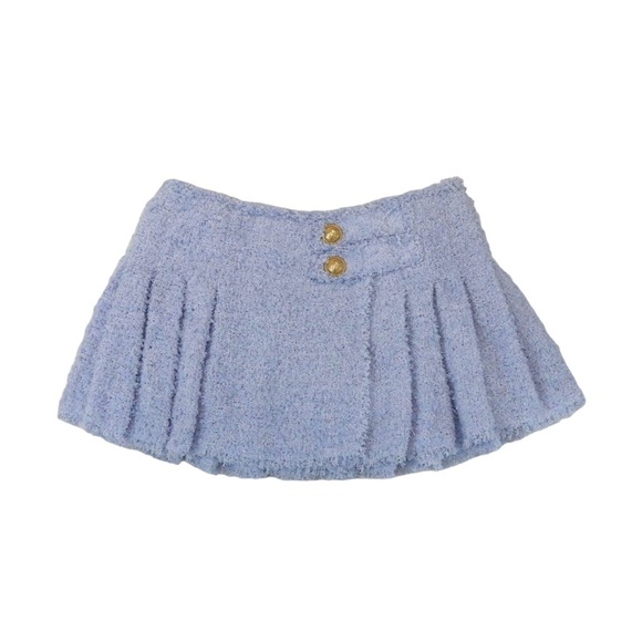 Tweed Mini Skirt Baby Blue Size 38 - Picture 1 of 10